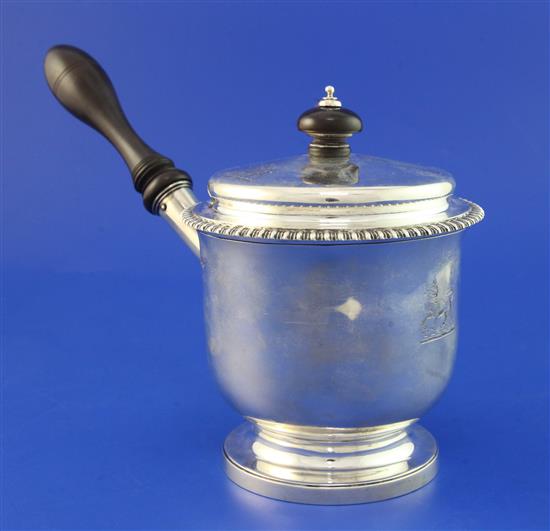 A late George III silver brandy pan and cover, gross 19 oz.